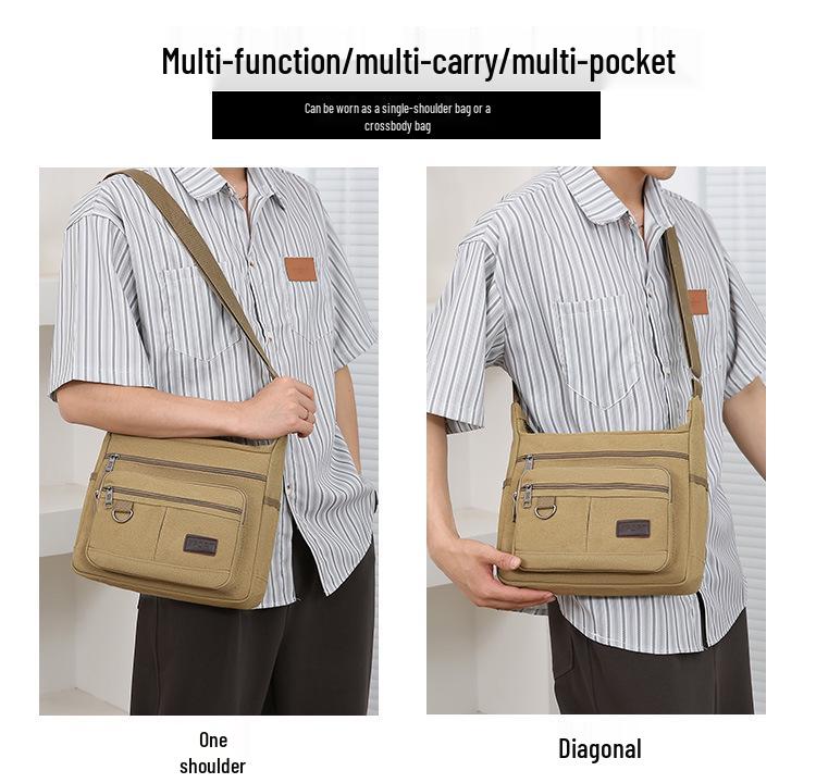 Мужская парусиновая сумка через плечо и на плечо - Повседневная дорожная сумка-мессенджер и рюкзак