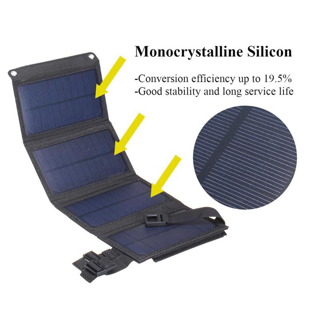 20W 5V Outdoor Solar Panel Charger Foldable USB Solar Panel Cells Full Time Power Solar Panel Mobile Power Supply for Camping 4