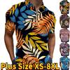 Casual Lapel T-shirt Young Men's Fashion Zipper T-shirt Short Sleeve T-shirt Men's 3D Retro Pattern Print T Shirt