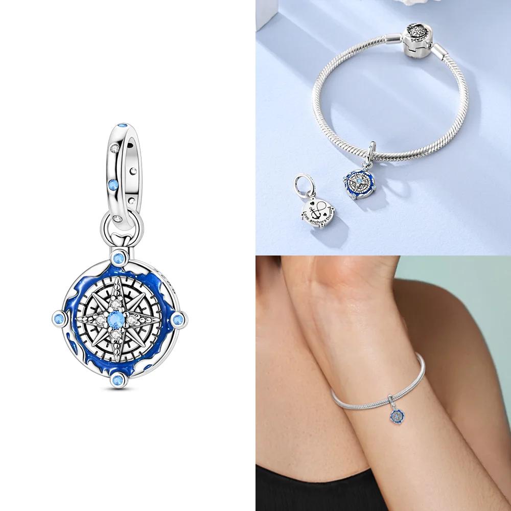 Exquisite Original Blue Zircon Leaf Dress Charms Beads Fit Bracelet Charms Copper Women Jewelry Making Diy Accessory Gifts