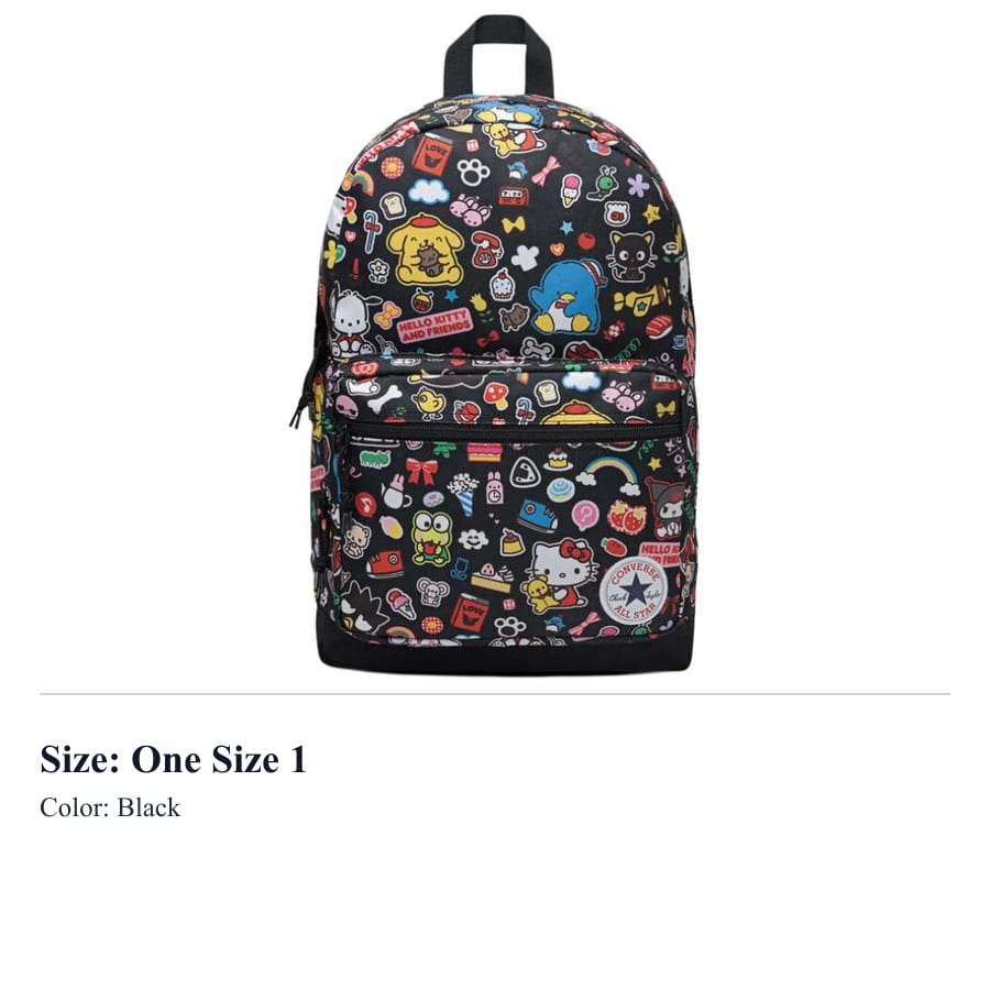 Converse X Hello Kitty And Friends Collaboration 600D Polyester Backpack Women's Black WA5874-023