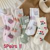 Flower Strawberry Floor Plush Socks Thickened Warm Socks Women Cute Coral Fleece Socks  Autumn