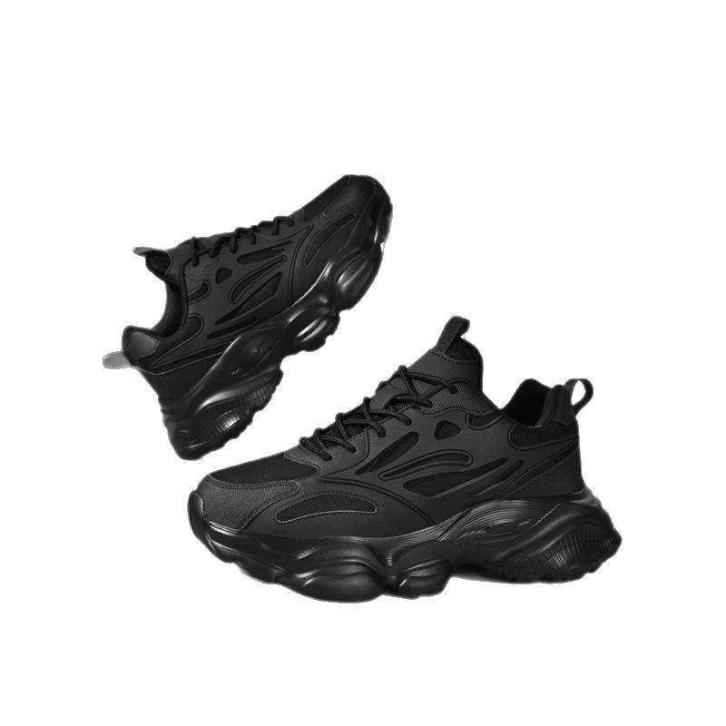 Large Size New Soft-soled Sneakers Spring and Summer Wear-resistant Men's Shoes Black Platform Casual Shoes Mesh Dad Shoes