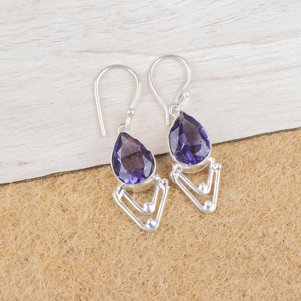 Серьги с иолитом, 925 пробы, сплошные серебряные серьги, ювелирные изделия ручной работы с драгоценными камнями, подарки для жены, абсолютно новые серьги