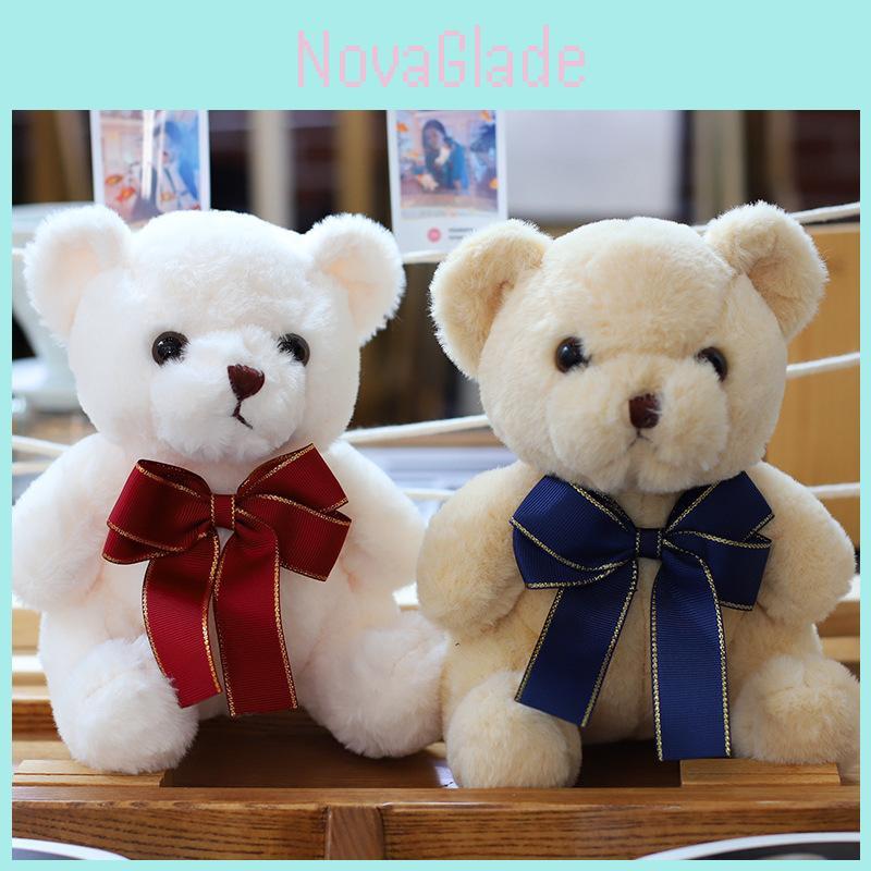 Adorable Bear Bowtie Plush Doll For Children Birthday Present 23cm Soft Toy With Short Plush