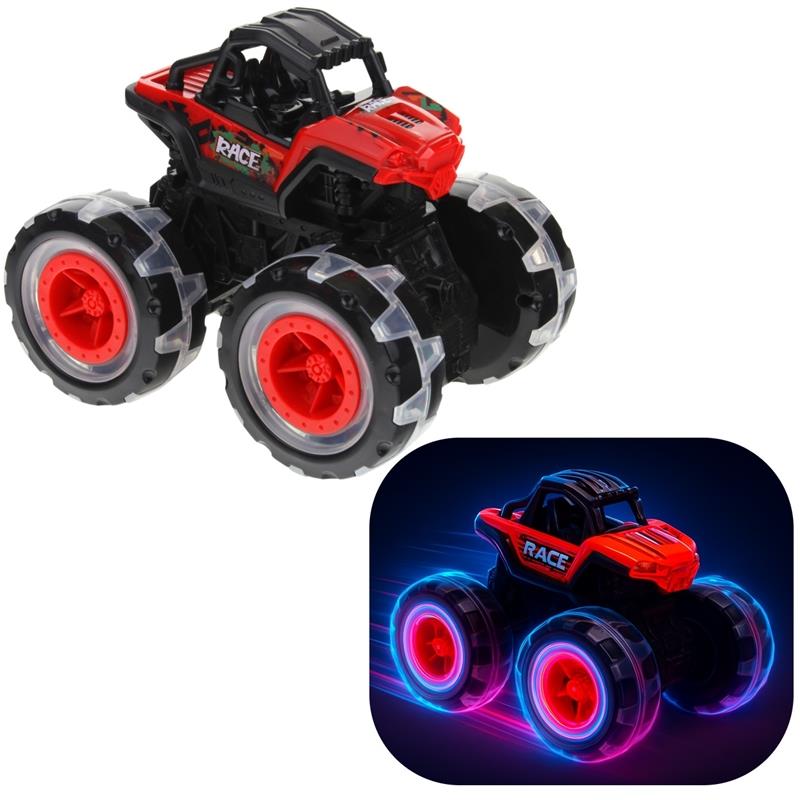Monster Truck Samochód Terenowy Jeep Auto Off Road Dźwięk Światło Czerwony