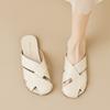 Fashion 2024 Summer Women's Outerwear Slippers Korean Style Trendy Shallow Mouth Design Mary Jane Shoes Mules Ladies' Casual Flats