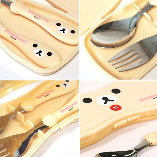 Rilakkuma New Spoon Fork Case Set Face, Ivory, Spoon + Fork + Case