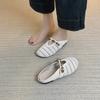 Slack bag head half drag woven Mary Jane single shoes women's summer new flat bottom word with holiday outside slippers