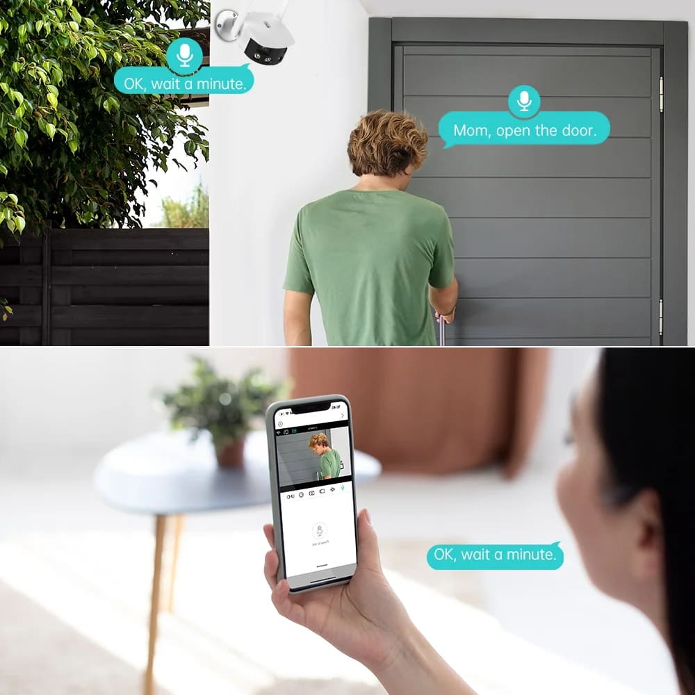 IP-камера с двумя объективами 8 МП, 4K, сверхширокоугольный угол 180°, защита Wi-Fi, искусственный интеллект, обнаружение человека, наружное наблюдение, приложение ICSEE