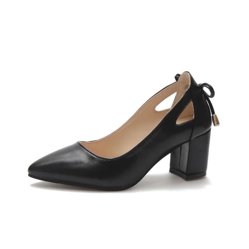 Fashion 2024 Spring New Women Pumps Leather Sexy Pointed Toe Square High Heels 6CM Shoe Ladies Fashion Shallow Derss Shoes Large Size 44