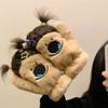 Funny Pigtails Plush Gloves Female Winter Cute Student Neck All-inclusive Finger Plush Warm Riding Cold