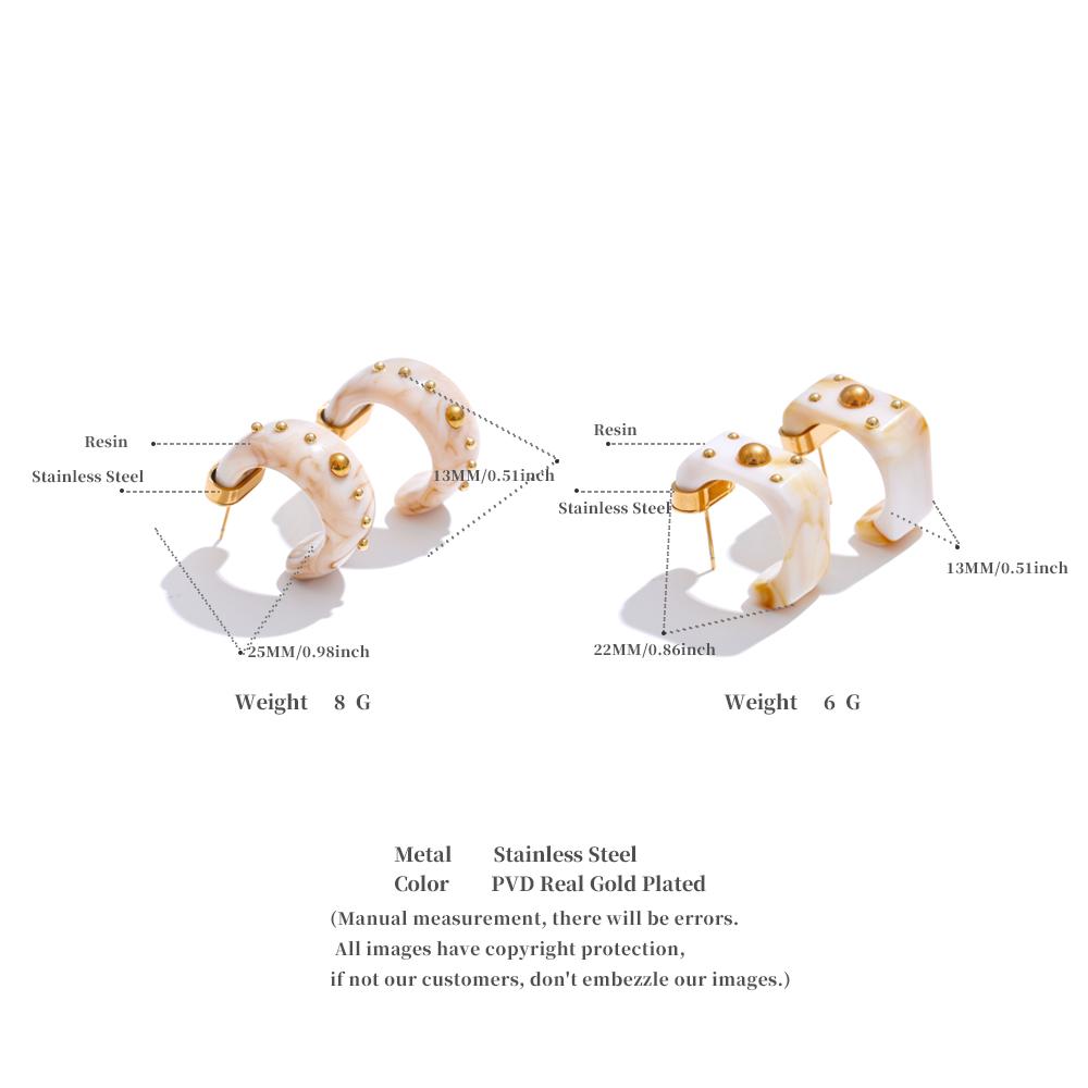 Eetit Stylish Vintage Cowboy Style Resin C Shape Classic Geometric Earrings Daily Stainless Steel Fashion Attractive Jewelry