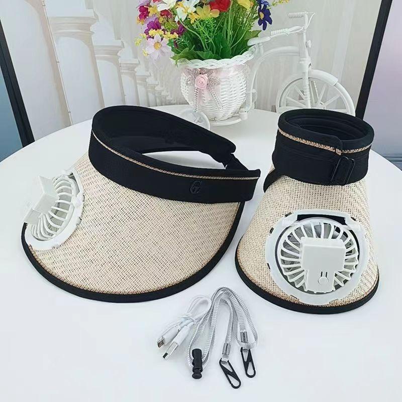 Летняя маленькая стандартная соломенная шляпа от солнца Lafite, регулируемая с веером, солнцезащитная шляпа, козырек, пляжная шляпа, повязка на голову для женщин
