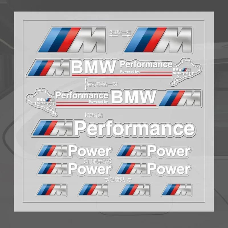 X6 X7 1set M power performance badge decal car window door handle mirror Interior sticker For BMW M E39 E36 E60 E90 E46 F30 F10