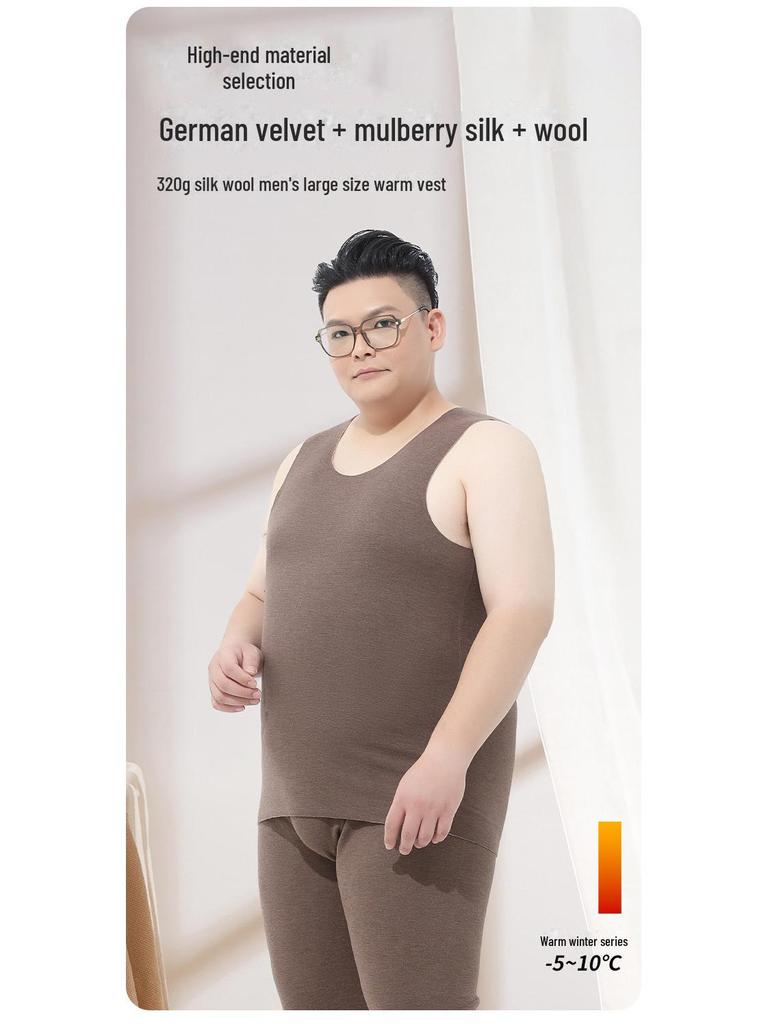 Большой размер осень/зима бесшовный бархатный мужской теплый жилет – утолщенная футболка без рукавов