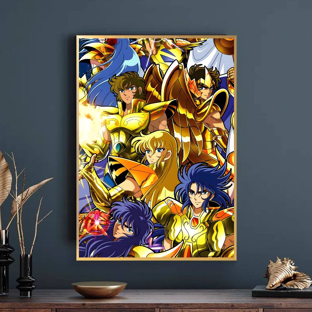 Saint Seiya Poster Self-adhesive Art Waterproof Paper Sticker Coffee House Bar Dorm Room Wall Decor