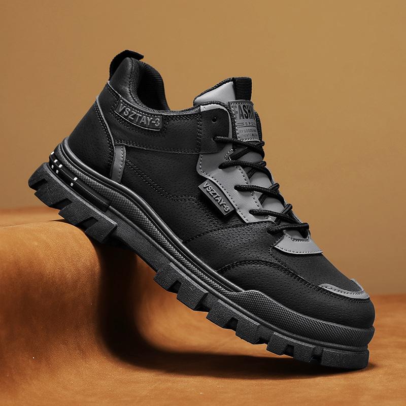 Men's Shoes Autumn and Winter New Tooling Labor Insurance Men's Casual Versatile Leather Surface Non-slip and Wear-resistant Thick-soled