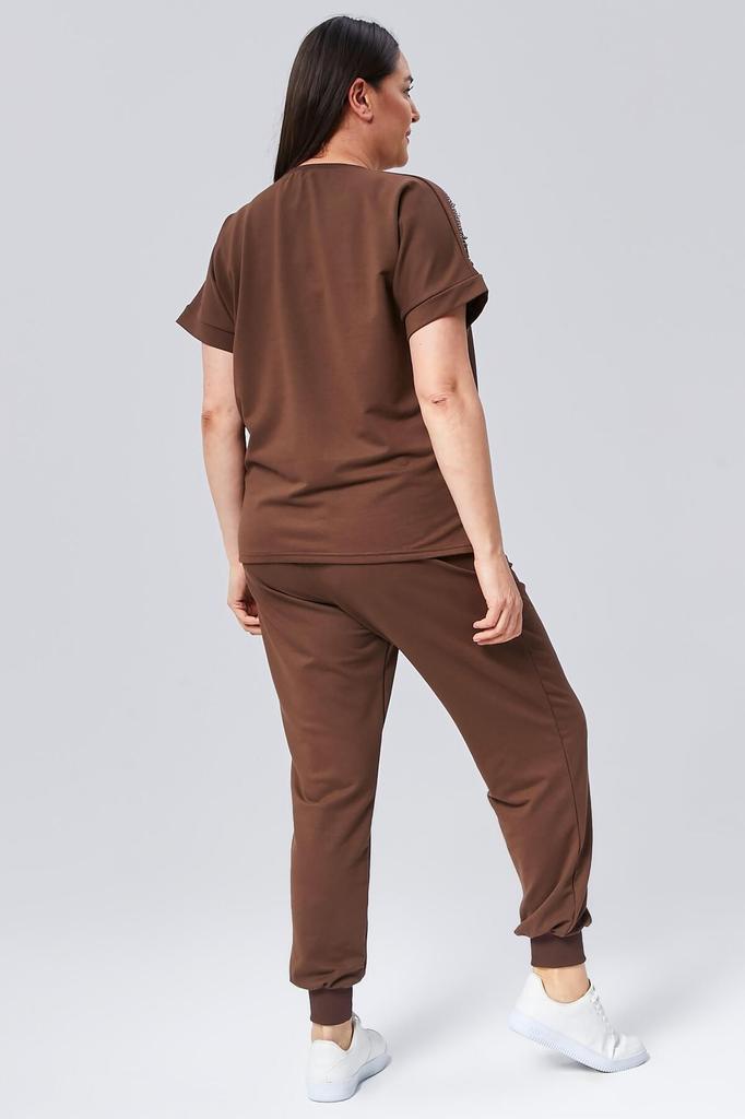 Женский модный спортивный костюм большого размера, летний зеленый спортивный костюм большого размера с камнями и бисером, с короткими рукавами