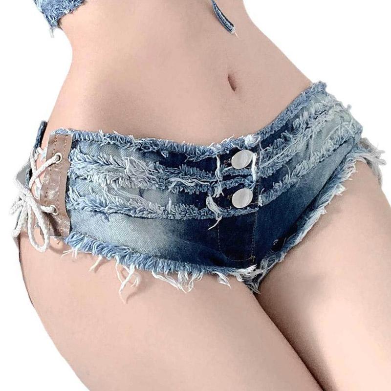 Летние синие джинсовые шорты, женские повседневные джинсы с заниженной талией и кисточками, короткие брюки