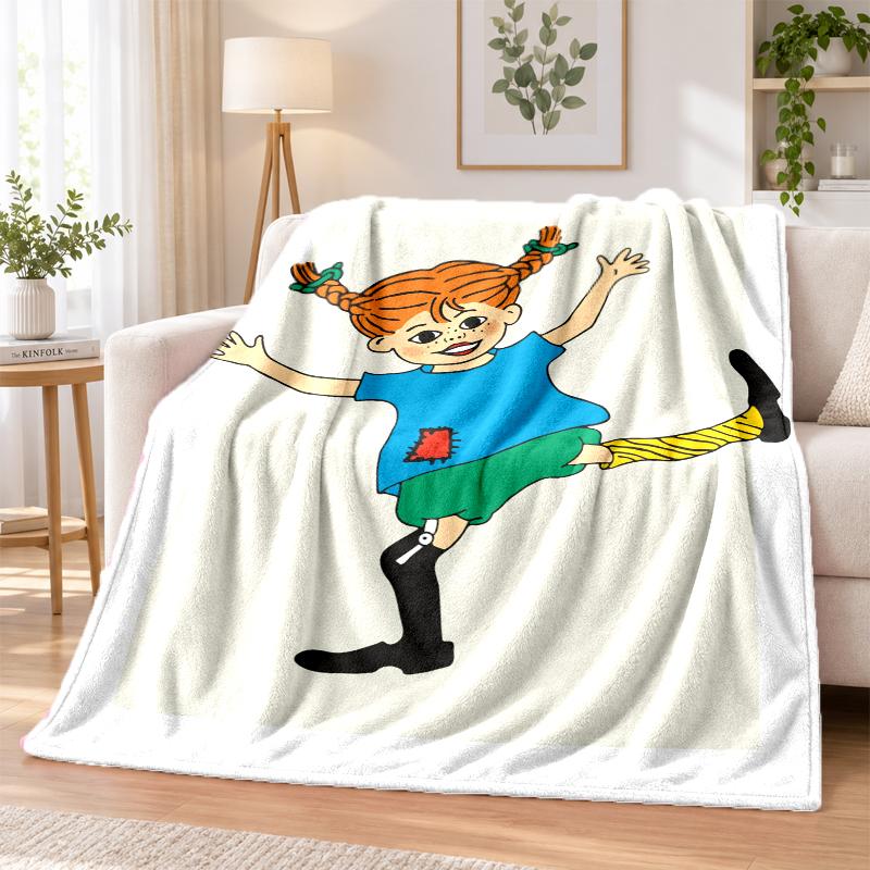 Pippi Longstocking Flannel Throw Blanket Soft Warm Cozy For Sofa Bed Indoor Home Bedroom Use
