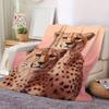 Cartoon cheetah animal digital-printed polyester Bedroom velvet flannel cover blanket Fleece soft sofa cover blankets for beds