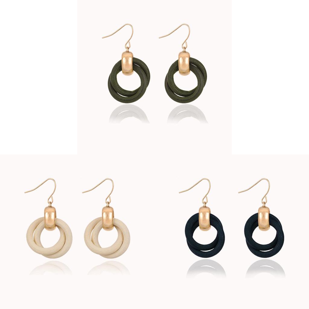Geometric Wooden Hoop Earrings For Women Summer Fashion Minimalist Jewelry