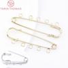 (9648) 6PCS 24K Gold Color Plated Brass with Holes Clothing Pin Brooch High Quality DIY Jewelry Making Findings Accessories