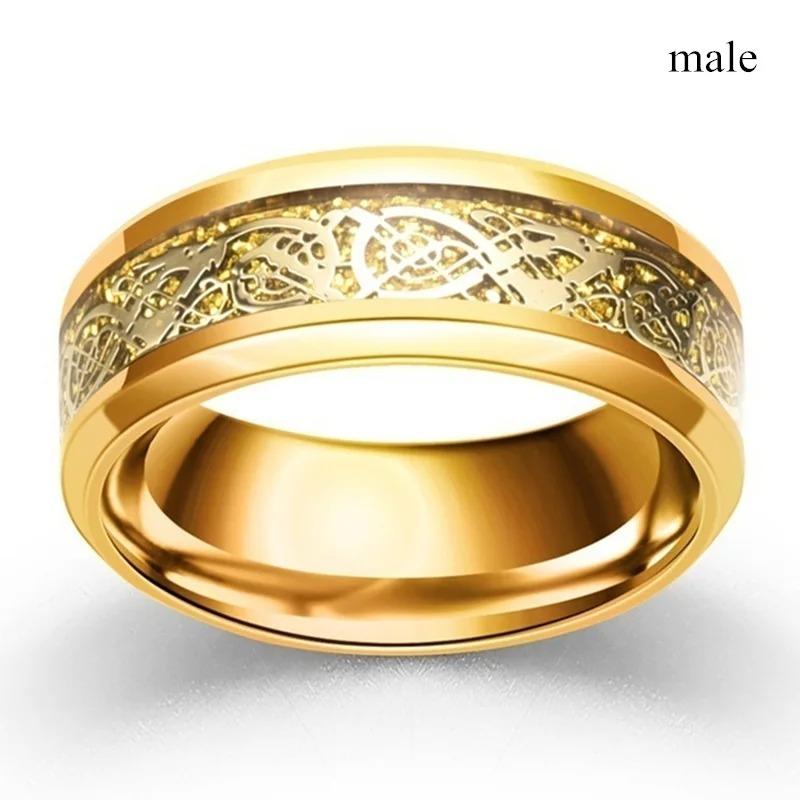 Charm Couple Rings Romantic Women Green Rhinestones Rings Set Trendy Men's Stainless Steel Rings Wedding Jewelry For Lover Gifts