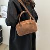 Large Capacity Vintage PU Handbag Brown Female Boston Bag Suede Velvet Shoulder Bag  Students