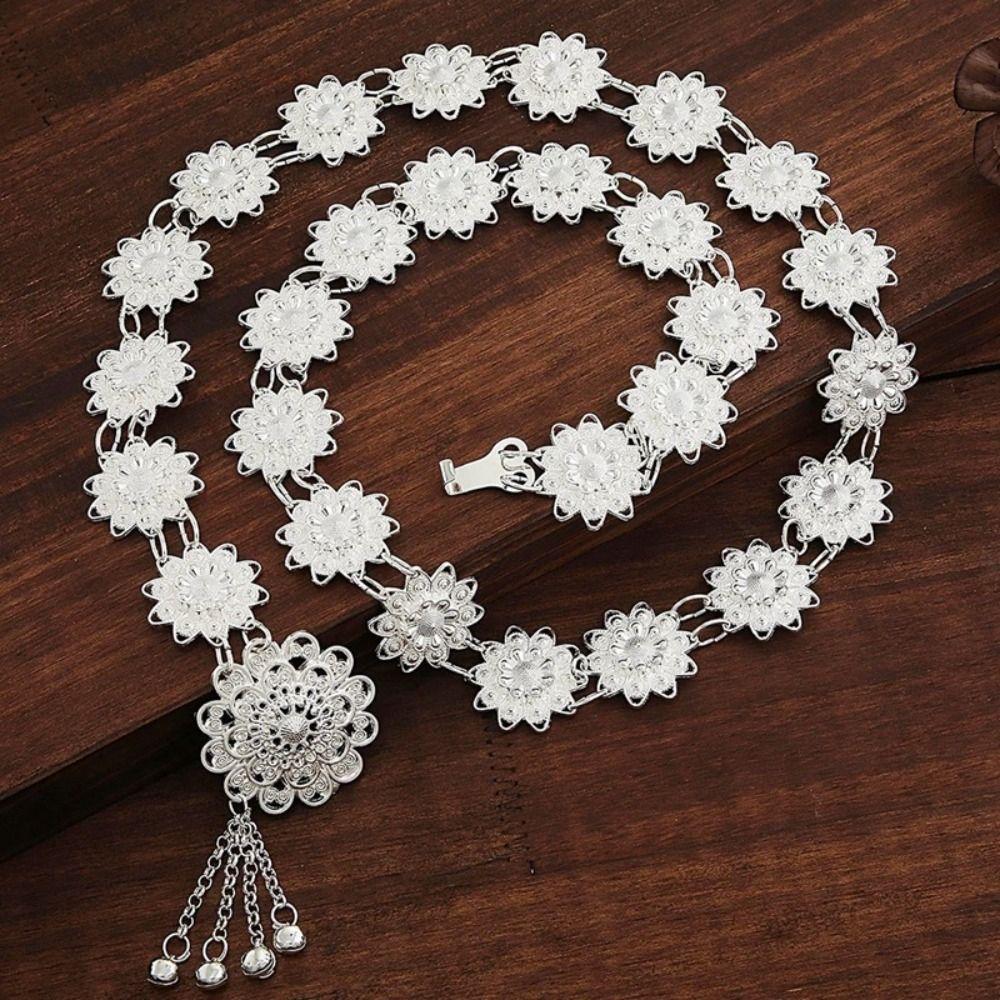 Bell Ethnic Style Belt Silver Dance Dress Belt Chains Vintage Gold Belt  Party Decoration