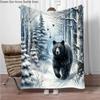 Cartoon Animal Wolf Flannel Throw Blanket Home Sofa Lunch Break Blankets for Bed Children Student Blanket Nap Cover Kids Gift