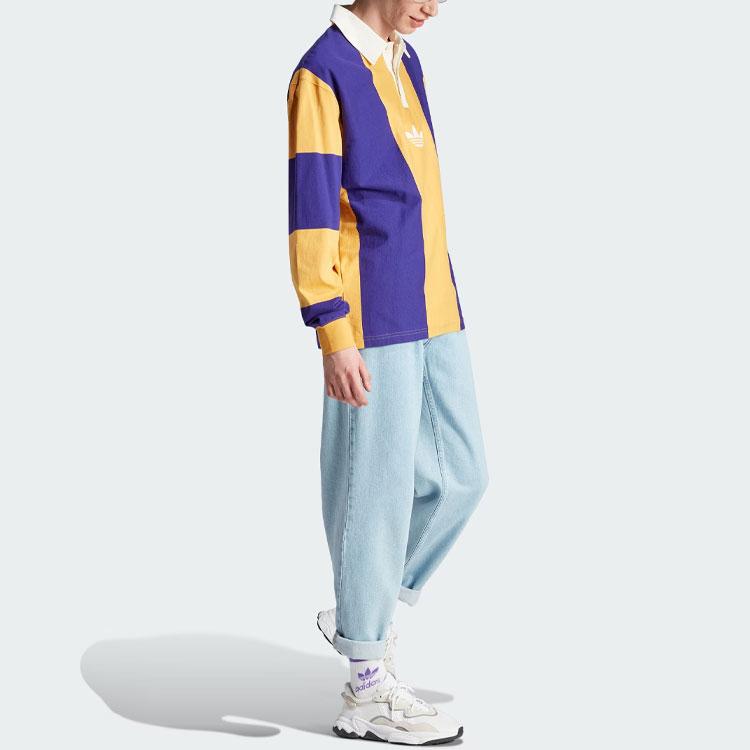 Adidas Мужская рубашка-поло Originals Hack Rugby с длинным рукавом, желто-синяя IJ5956