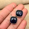 Blue Sapphire Lab-Created Gemstone Handmade 925 Solid Sterling Silver Jewelry Earring For Her