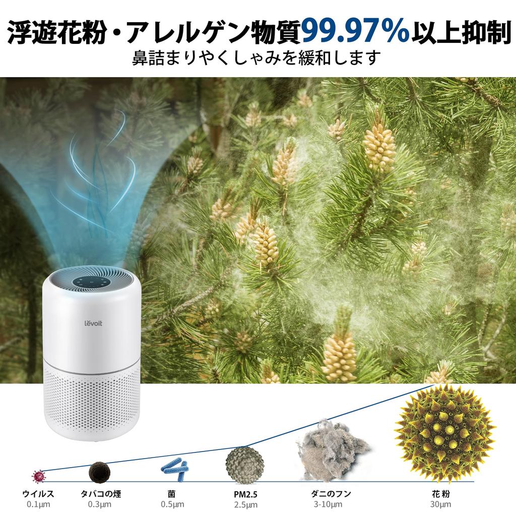 Levoit Air Purifier Advanced Smart Model Core 300S 20 Tatami Pollen Mode Quiet Automatic Operation Small Tabletop Deodorizing House Dust Powerful