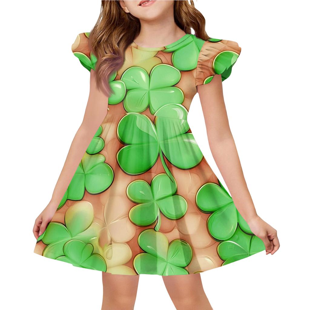 Girls' Summer Princess Dress - A-Line T-Shirt Dress St. Patrick's Day