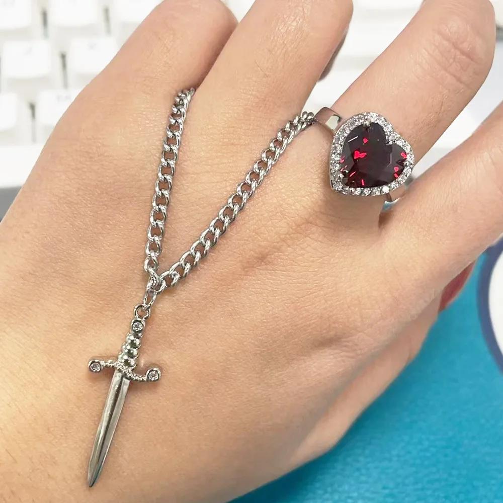 Ожерелье Сердце и Меч - Парные ожерелья - Нержавеющая сталь с покрытием из 18-каратного золота, кольцо с цирконом, кристальный браслет, ожерелье, набор украшений