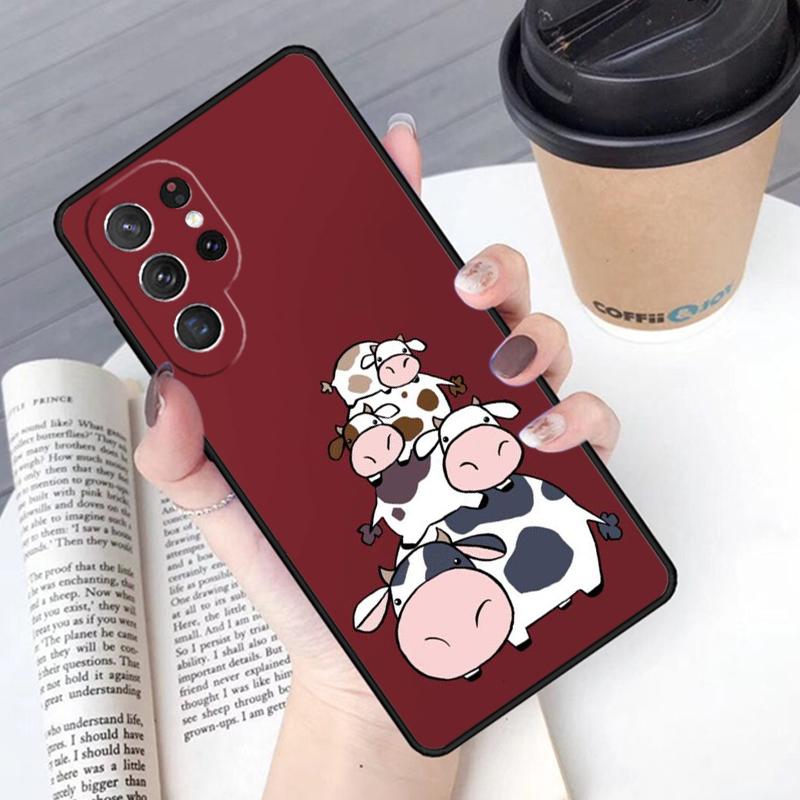 Мультяшная Милая Корова В Пятнышках Чехол Для Телефона Обложка Для Samsung Galaxy S24 S25 Ultra S21 S22 Ultra S10E Note 10 Plus Note 20 FE S23