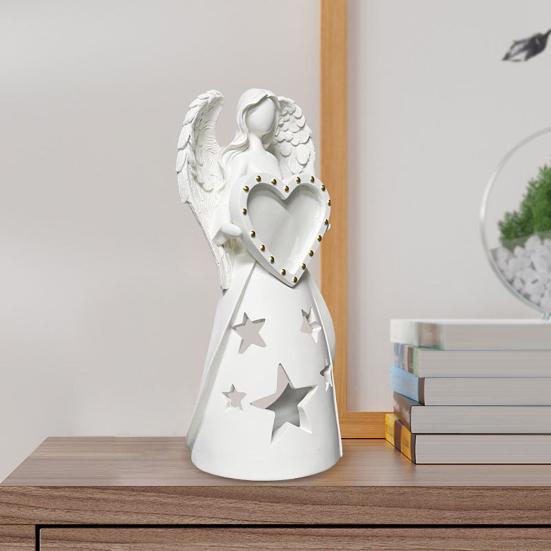 Фоторамка в виде ангела, настольная фигурка ангела, держатель для фотографий, подсвечник в виде ангела с электронной свечой, памятный подарок