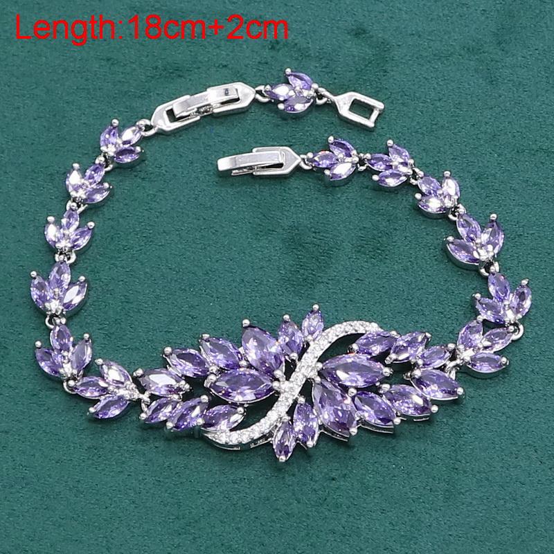 WPAITKYSPфиолетовый аметист серебряного цвета, комплект ювелирных изделий для женщин, браслет, серьги, ожерелье, кулон, кольцо, подарок на день рождения