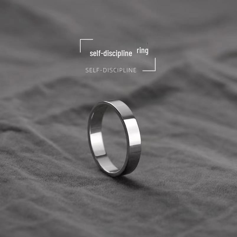 Мужское модное серебряное кольцо из титановой стали - Простое, гладкое, в холодном стиле, кольцо на указательный палец