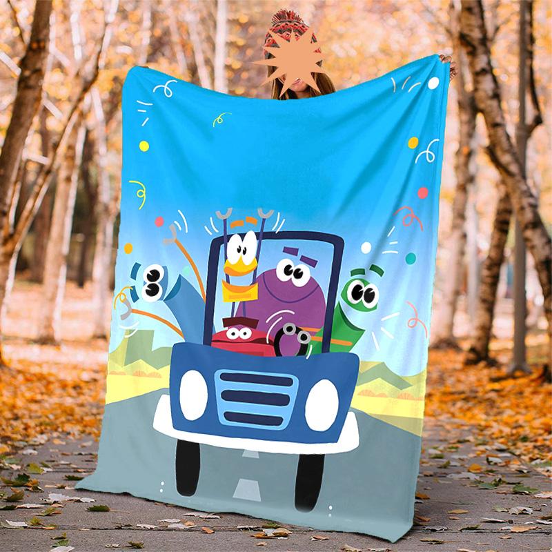 Ask Storybots Flannel Blanket Soft Warm All-Season Throw, Design for Camping, Car Travel, Hiking Sofa, Bed, Office Perfect Gift for Parties