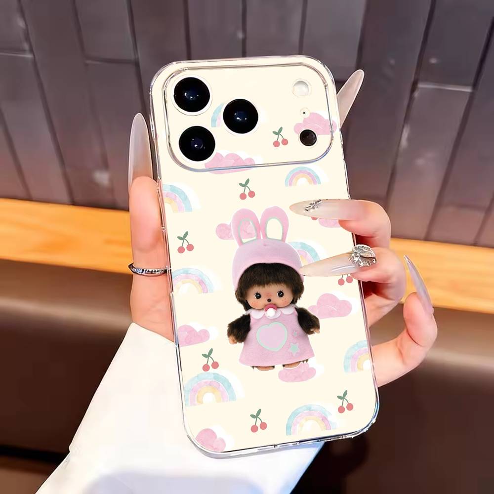 Милый чехол для телефона M-monchhichis-s для iPhone 17, 16, 15, 14, 13, 12, 11 Plus, Pro Max, мягкий прозрачный чехол