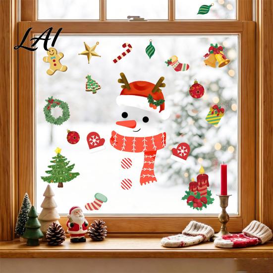 Christmas Window Clings Clings Cartoon Antlers Snowman Wall Stickers Waterproof PVC Decorative Winter Ornaments Decals for Home Glass Windows