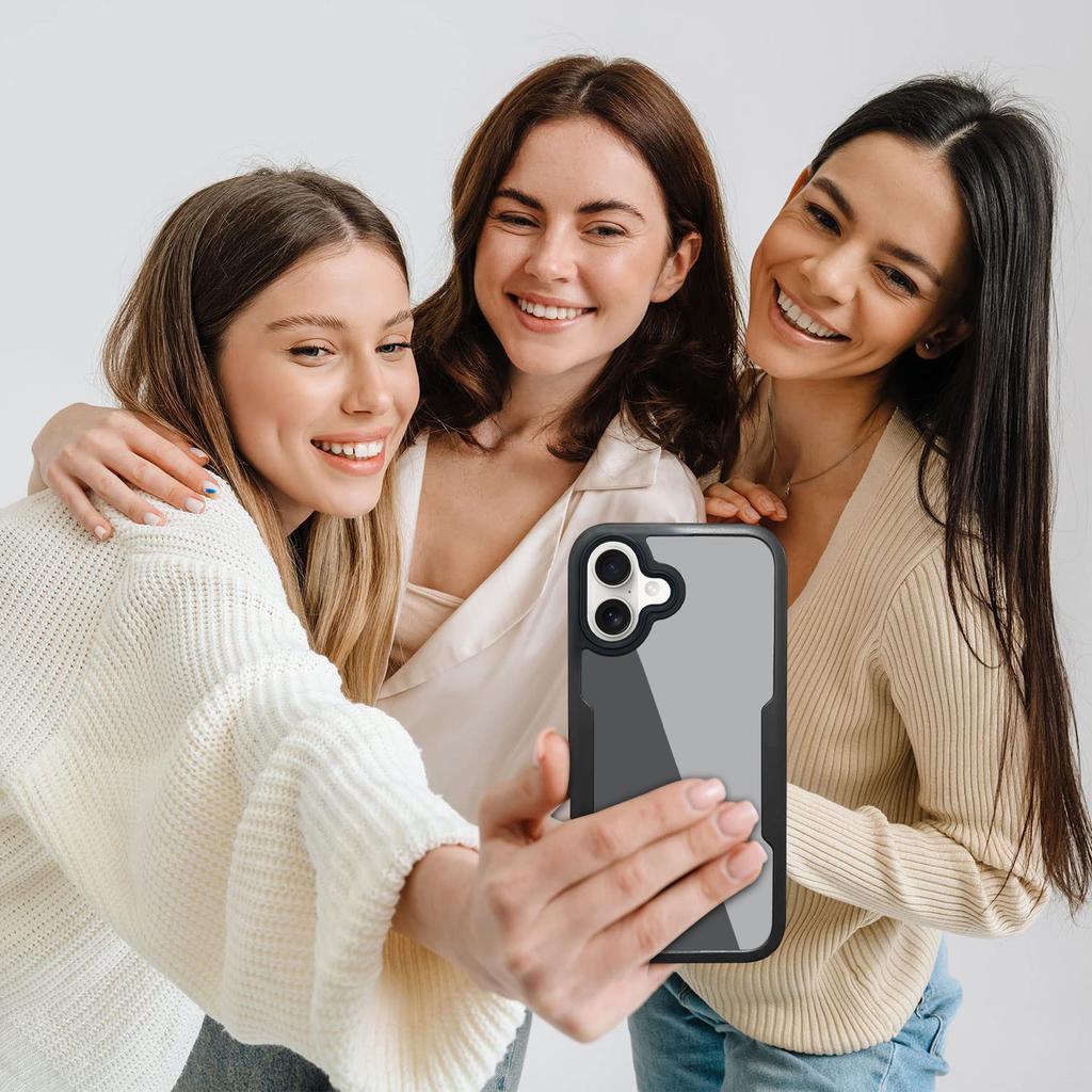 Для iPhone 16 Plus Чехол Акрил+ТПУ Прозрачный Чехол для телефона с ПЭТ Защитной пленкой для экрана