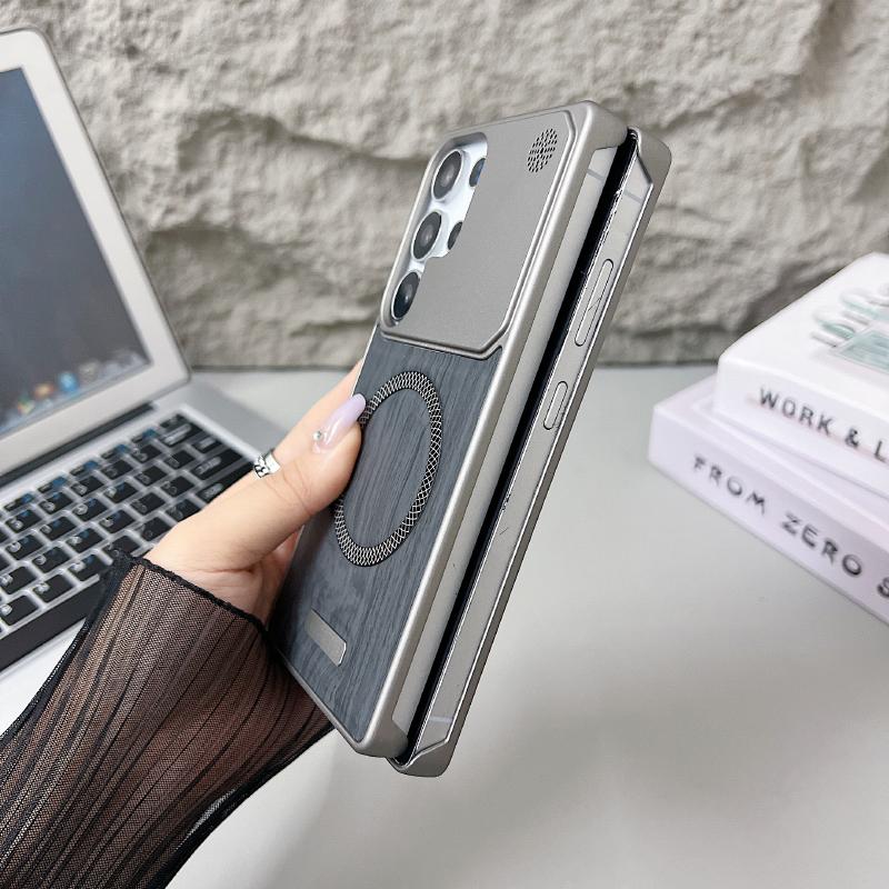 Для Magsafe Магнитный Роскошный Однотонный Древесная Текстура Без Рамки Ароматерапия Чехол для Телефона Для Samsung S25 Ultra S23 S24 Ultra
