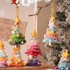 Colorful Christmas Tree Pendant Cartoon Gradient Knitted Ornaments Christmas Key Ring  Daily