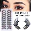 5/10 Pairs Fluffy Handmade Russian Volume 3D Mink Colorful DD Curl Mix Style False Eyelashes