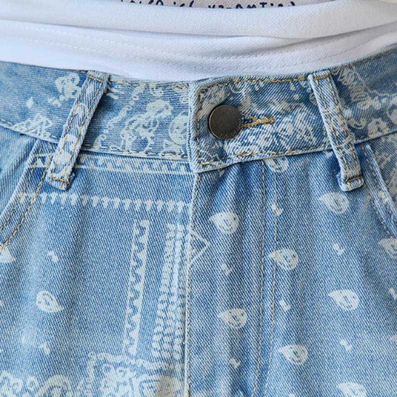 Maxza Paisley Bandana Pattern Wide Denim Pants Ze06ql005na