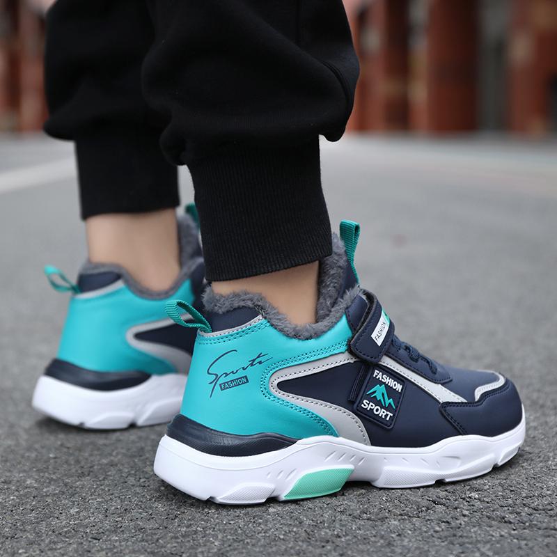 Уличные детские кроссовки, спортивные детские зимние кроссовки для мальчиков, непромокаемые кожаные повседневные треккинговые туфли для девочек